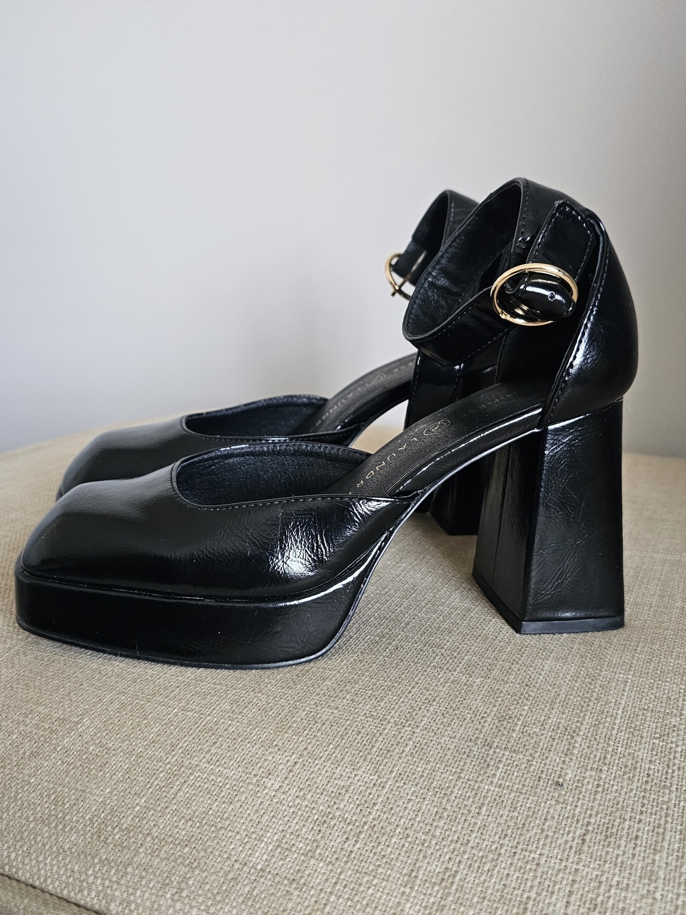 Chinese Laundry Black Patent Platform Mary Janes – Square Toe